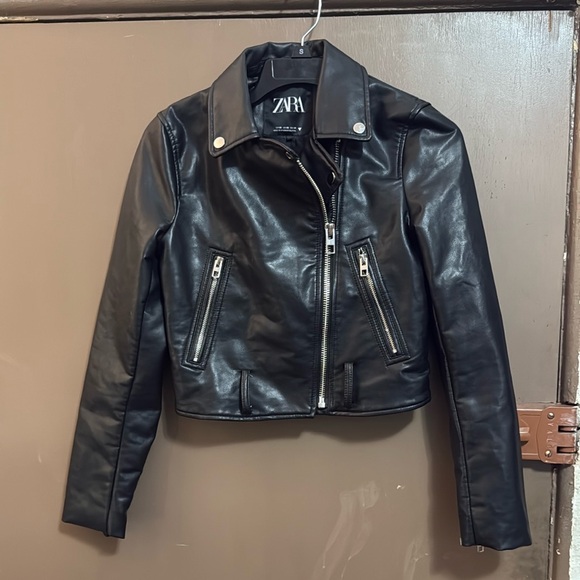 Zara Women's Black Leather Jacket - Picture 1 of 7